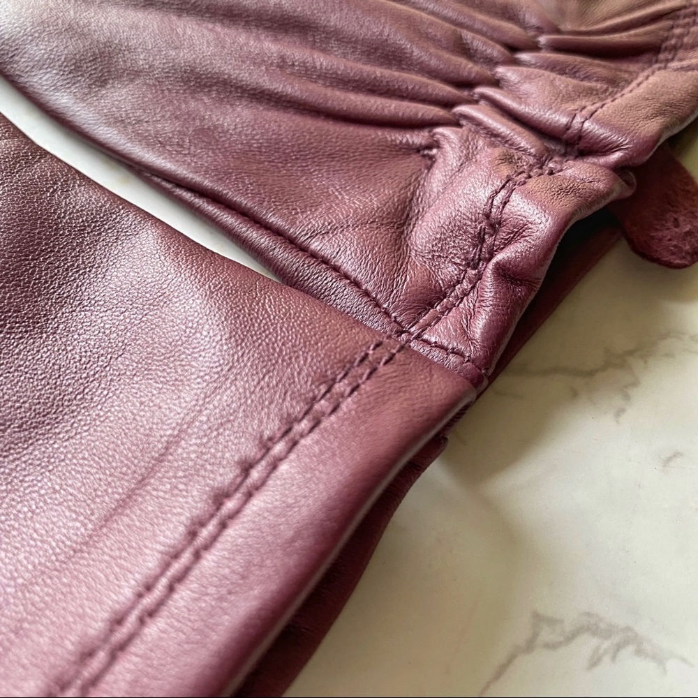 Marks and Spencer Fine Leather Gloves - Damson Color - Picture 4 of 5